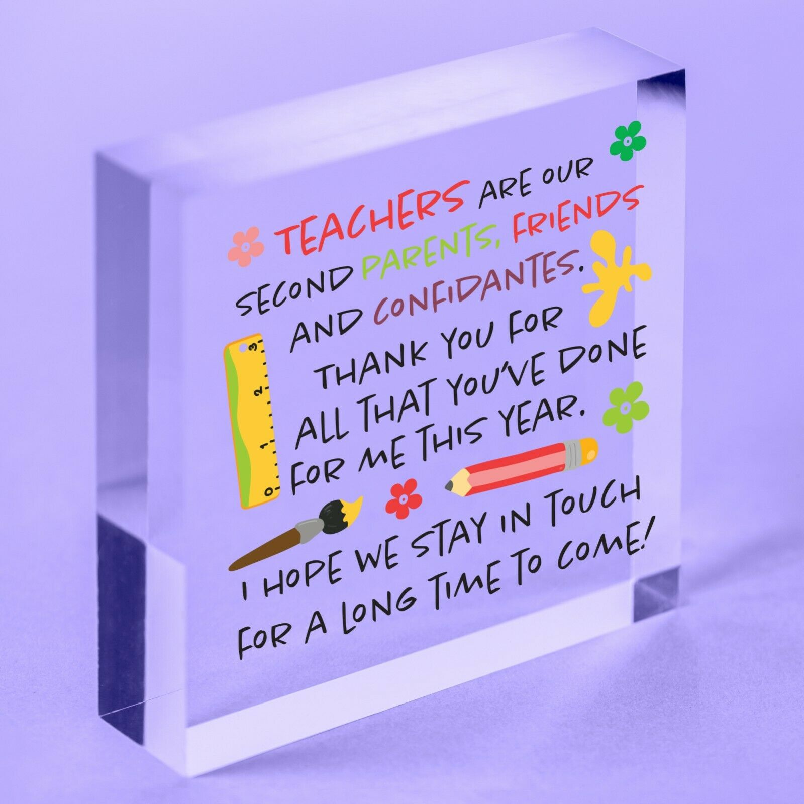 Thank You Gift For Teacher Teaching Assistant Acrylic Block Leaving School Gifts