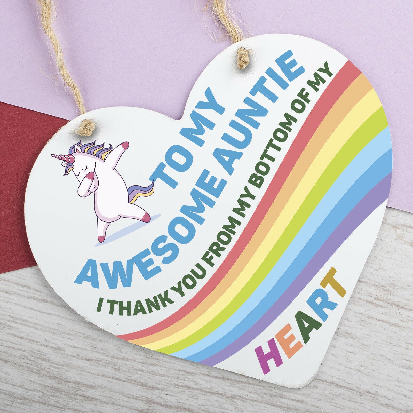 Novelty Unicorn Gift For Auntie Nanny Sister Hanging Heart