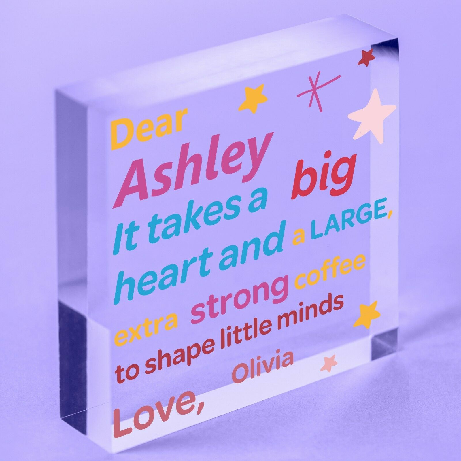 Dear Teacher Thank you Special Message  Acrylic Block Perfect Gift Best Teacher