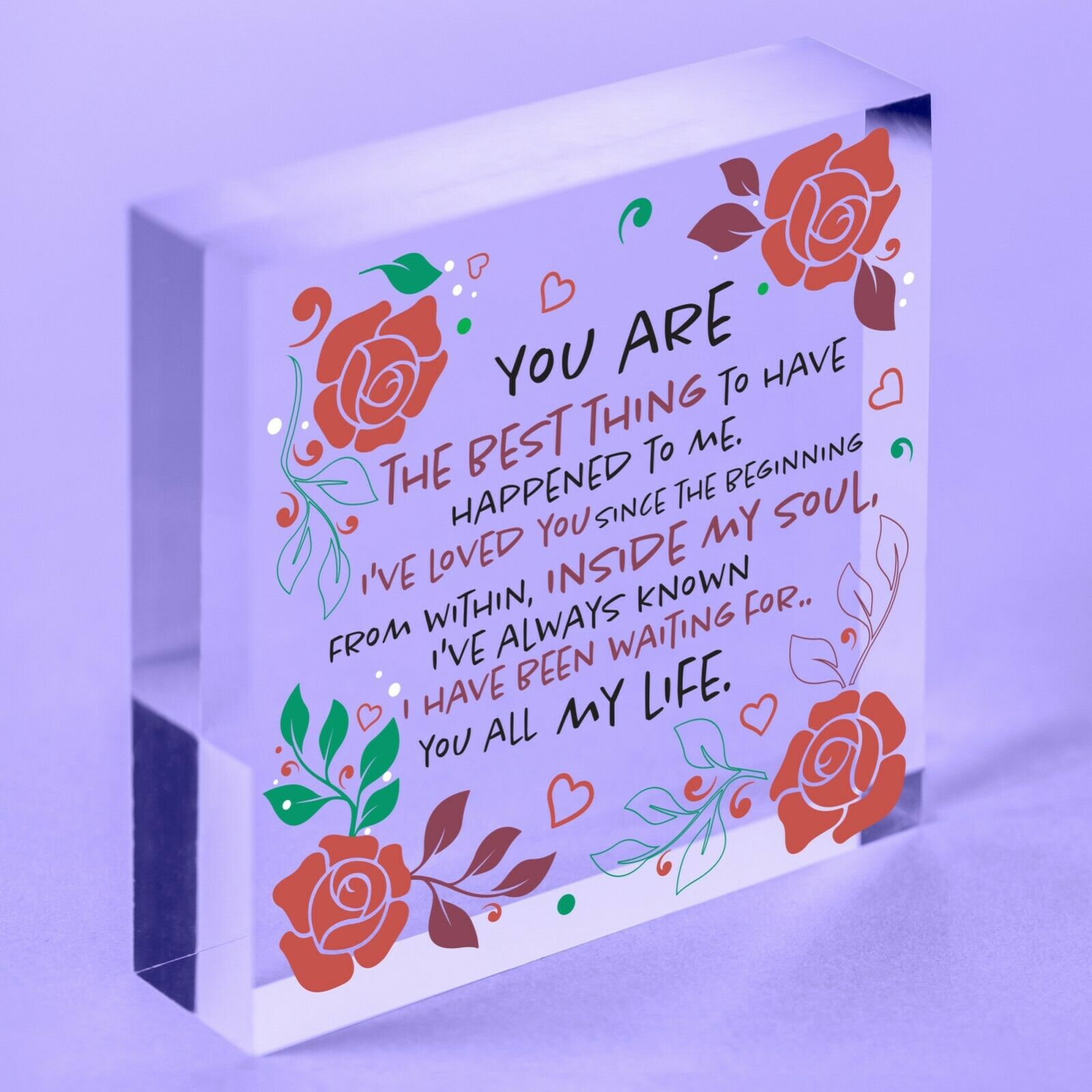 Soulmate Gifts Acrylic Plaque Anniversary I Love You Gift For Him For Her