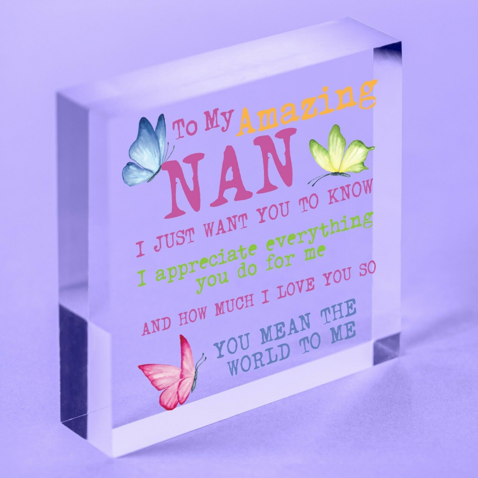 Mothers Day Special Gift for Nanny Grandma Present Acrylic Plaque Colourful
