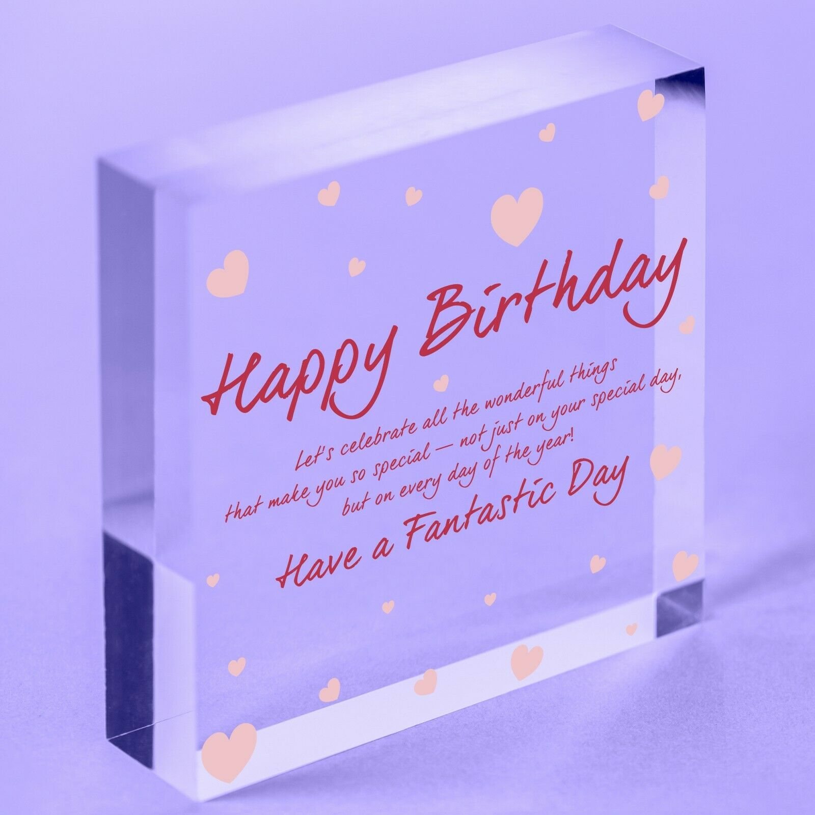 Happy Birthday Gifts Funny Sign Heart Best Friend Thank You  Acrylic Block