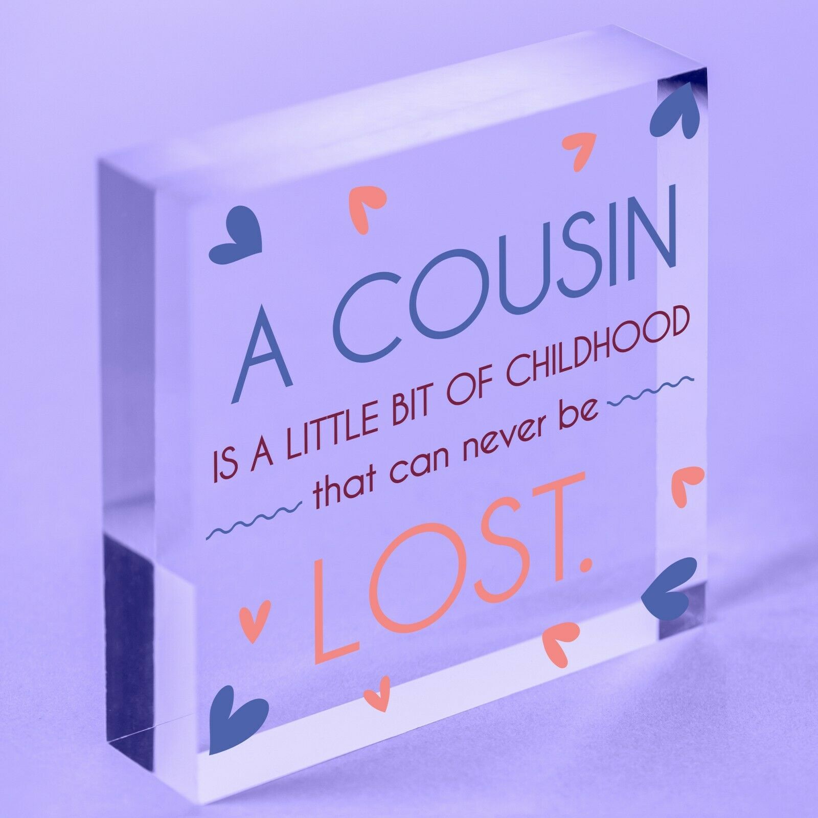 Birthday Christmas Gift For Cousin Acrylic Block Friendship Keepsake Plaque