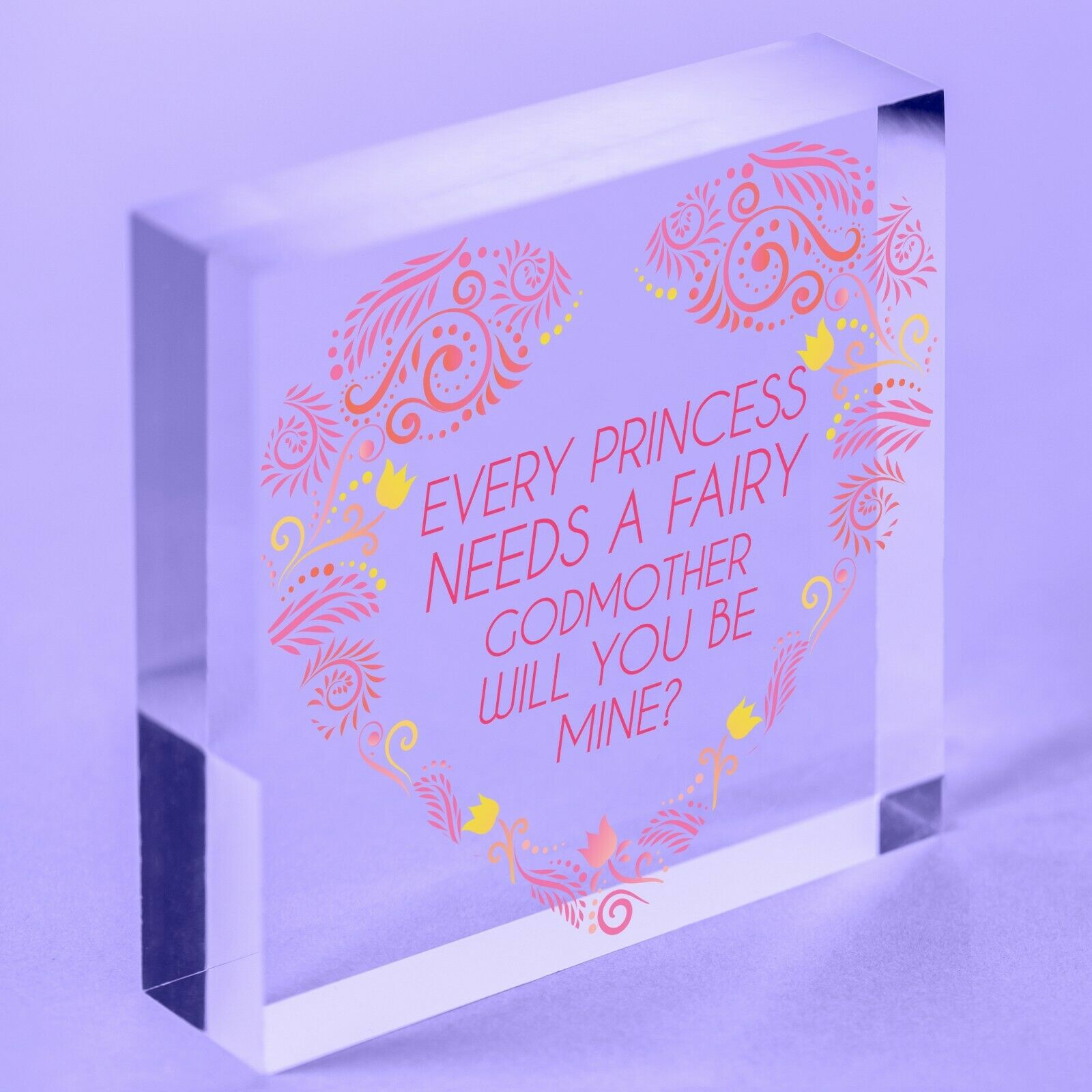 Will You Be My Godmother Fairy Acrylic Block Godparents Family Friendship Gifts