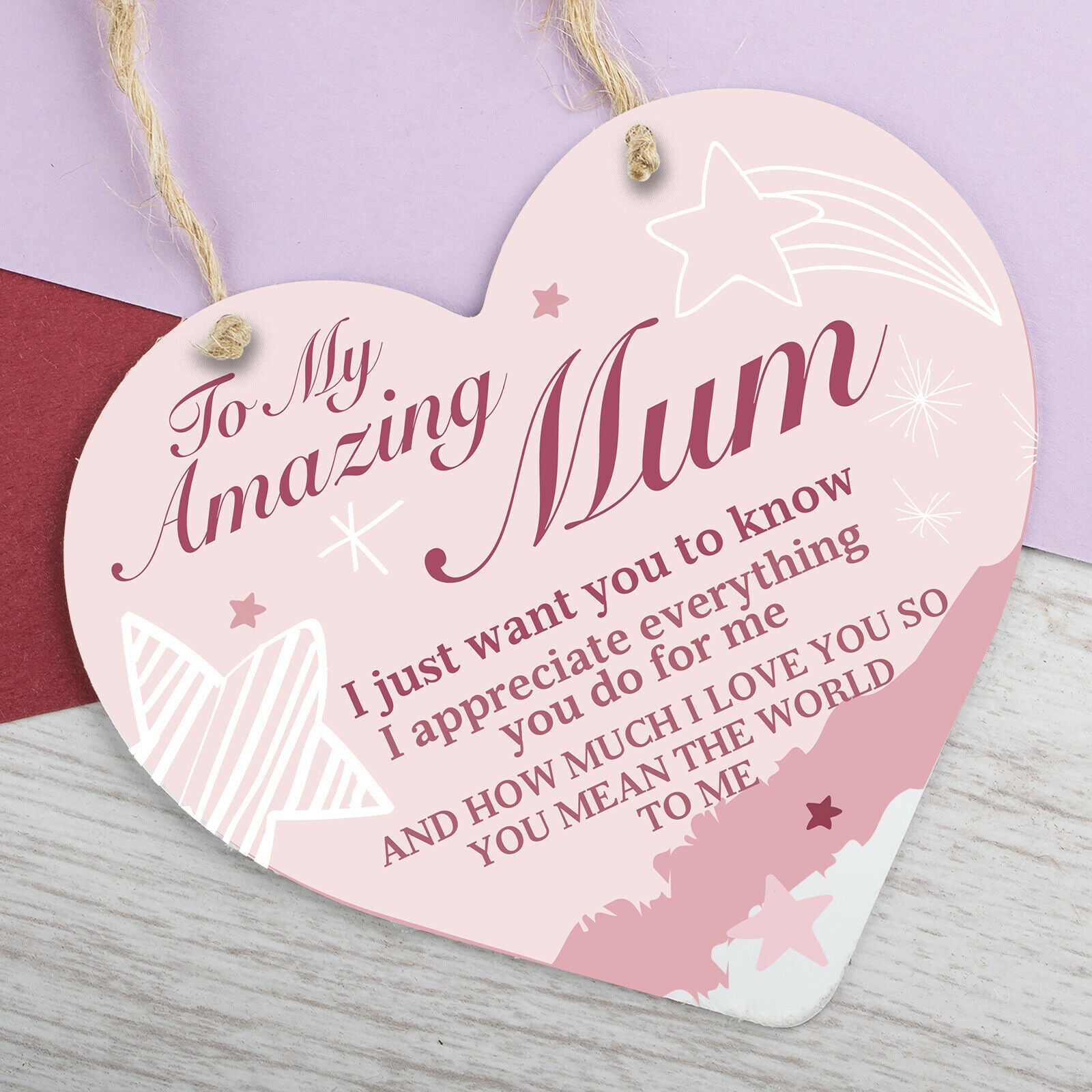 Mothers Day Hanging Gift Sign Heart Love Sign Plaque