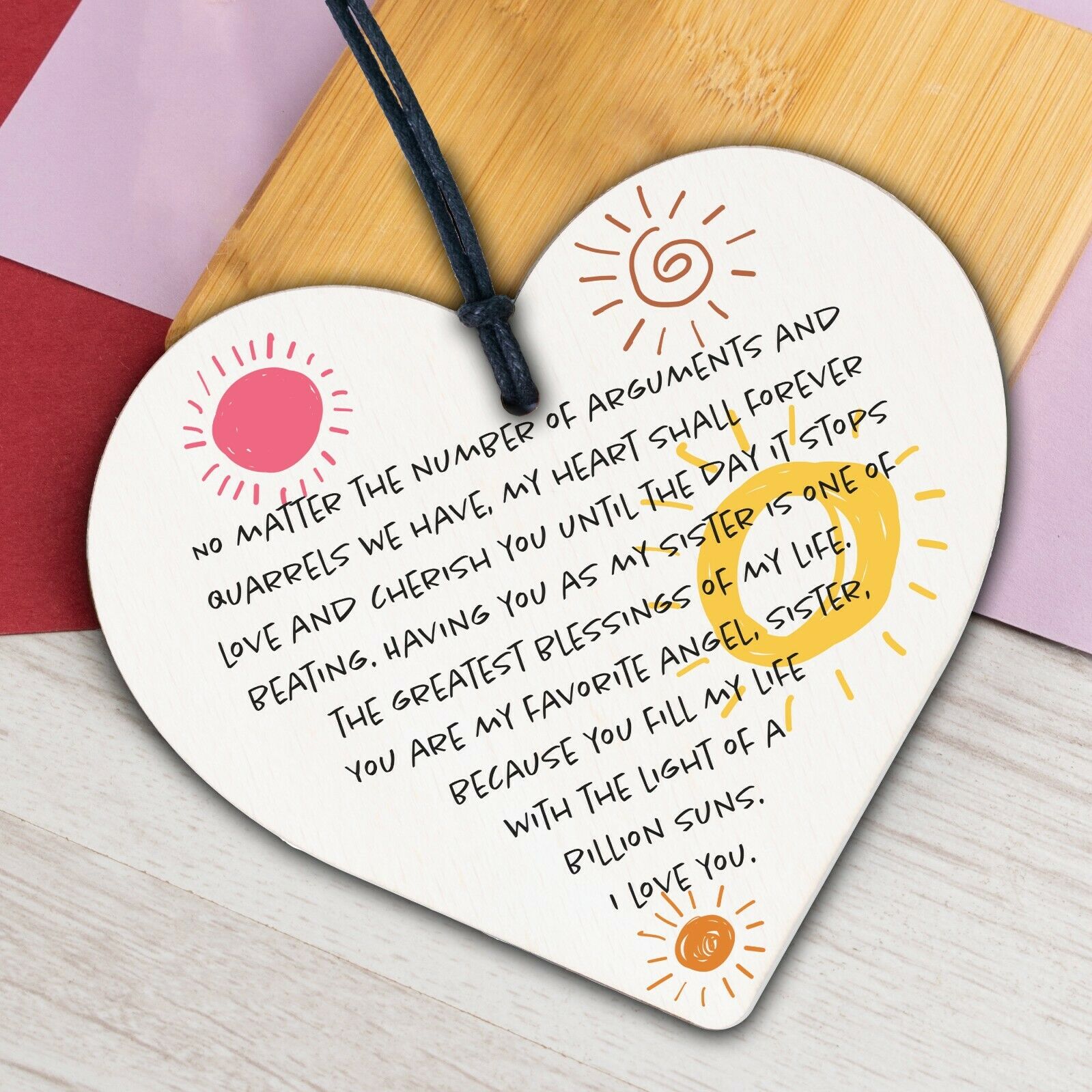 Sister Poem Gifts For Christmas Birthday Wooden Hearts Gift