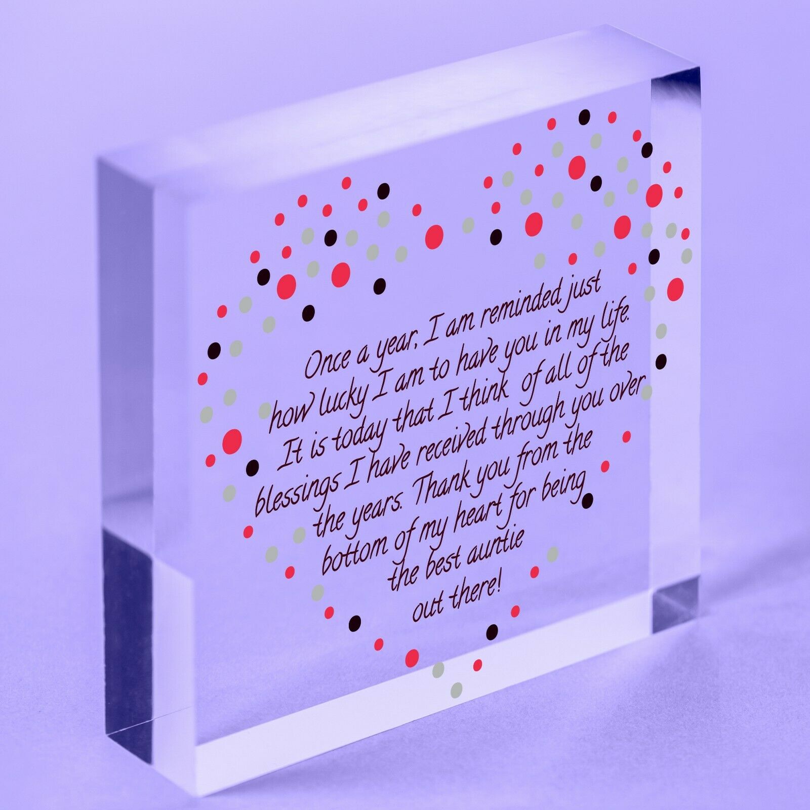Best Auntie Ever Special Message Acrylic Block Thank you for Everything Plaque