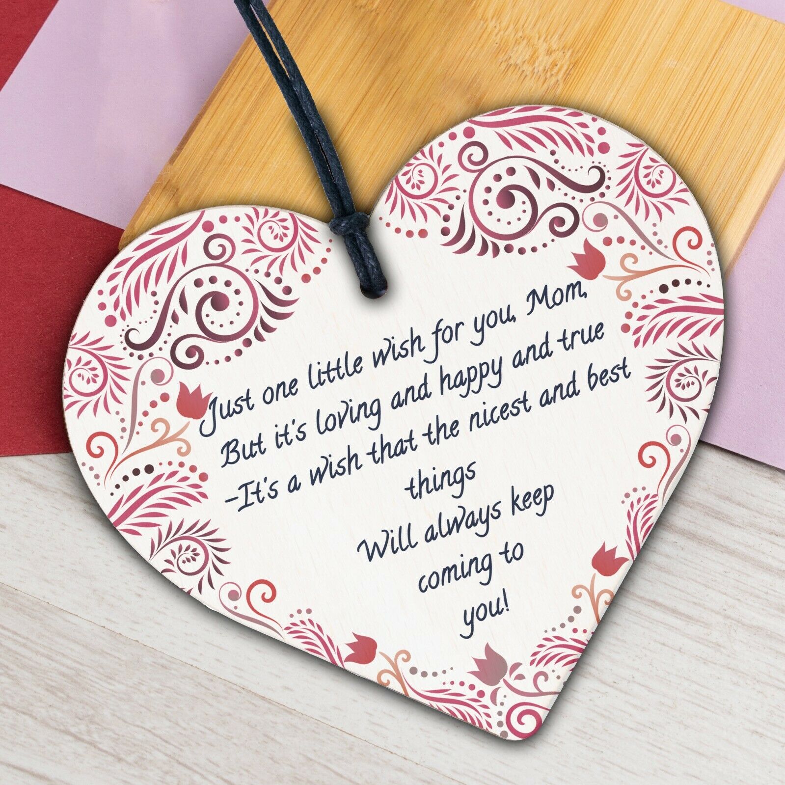 Mothers Day Gift For Mum Wood Heart Keepsake Love Thank You Plaque Gift For Her