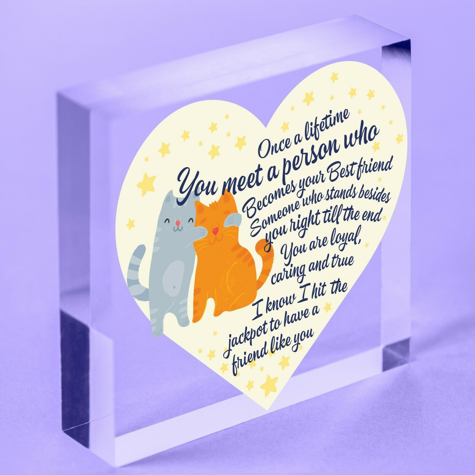 Best Friend Poem Heart  Christmas Decoration Friend Gifts BFF Acrylic Block