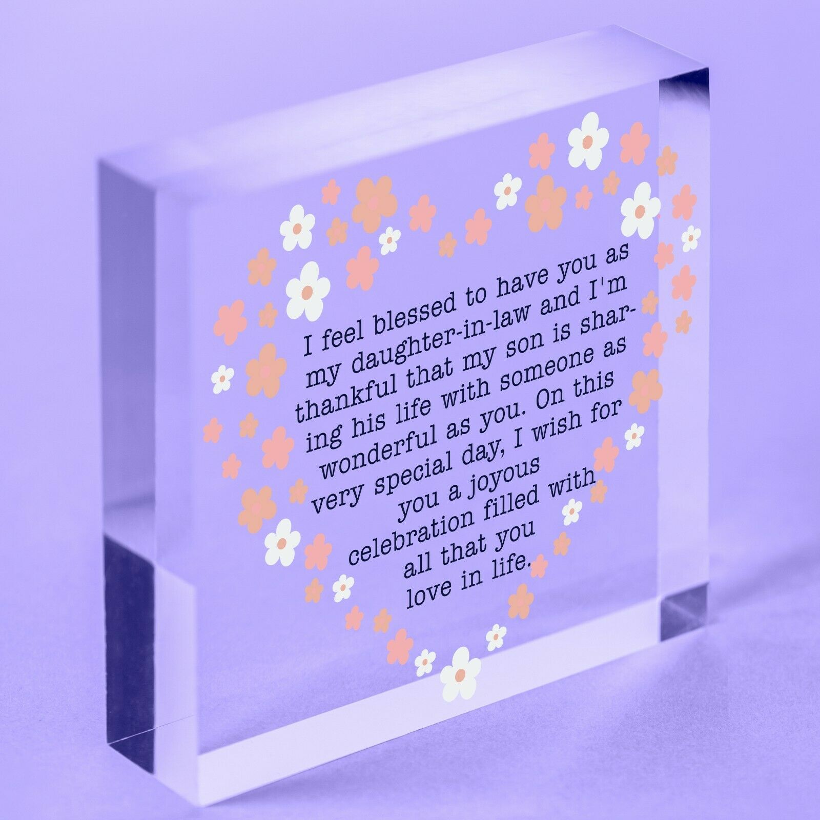 Daughter In Law Plaques Acrylic Block Birthday Card Wedding Xmas GIFTS For Her