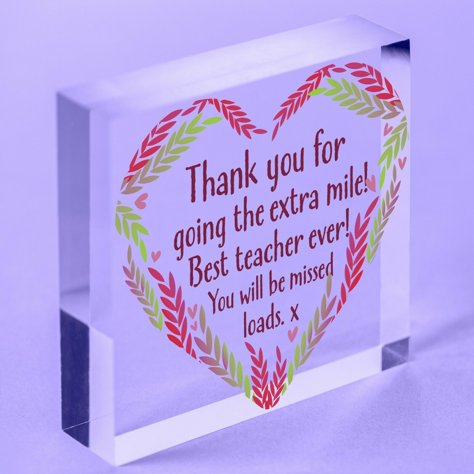 Teachers Are Precious Acrylic Block Heart Shabby Chic Thank You Plaque Gift