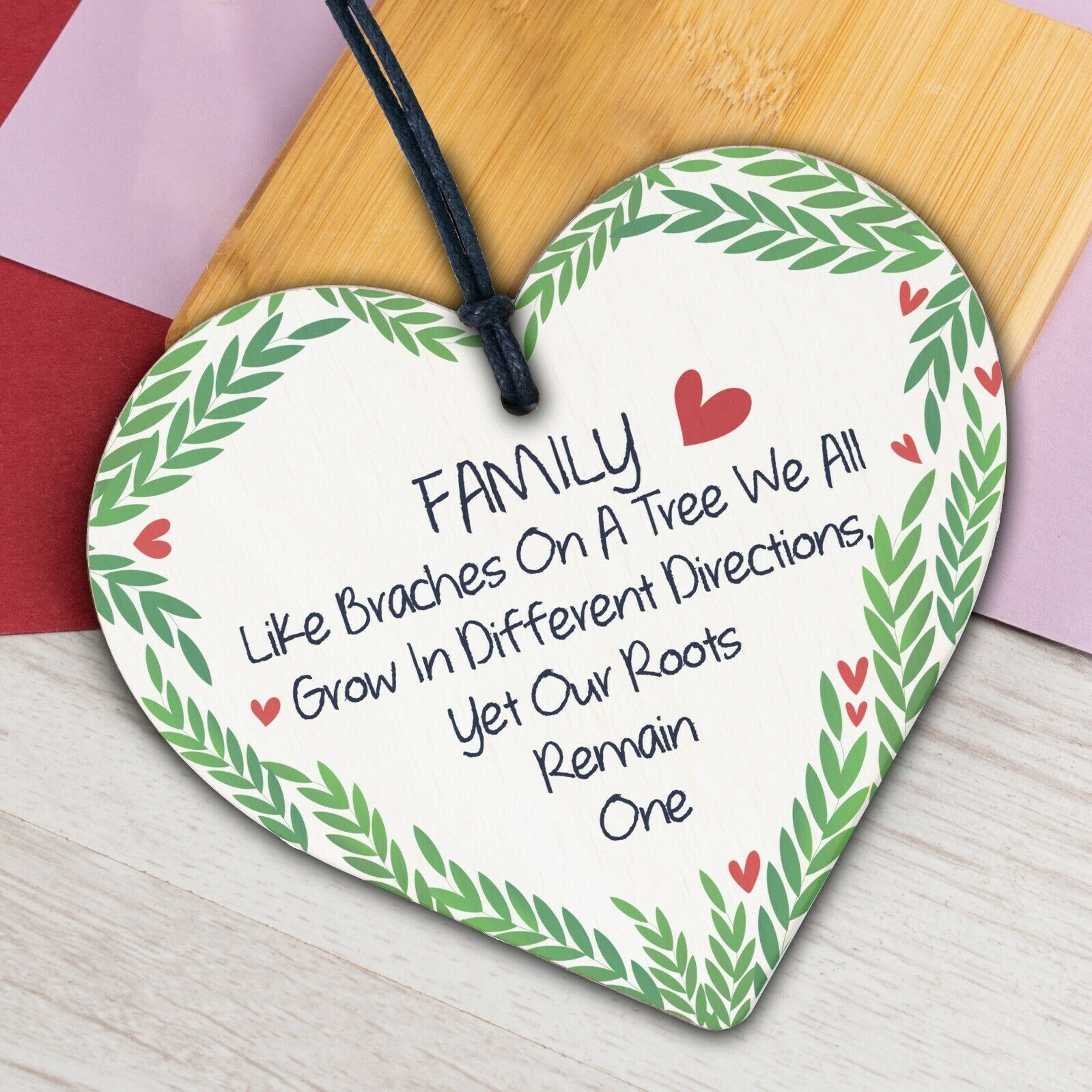 Family Roots Remain One Wooden Hanging Heart Shaped Families Plaque Love Gift