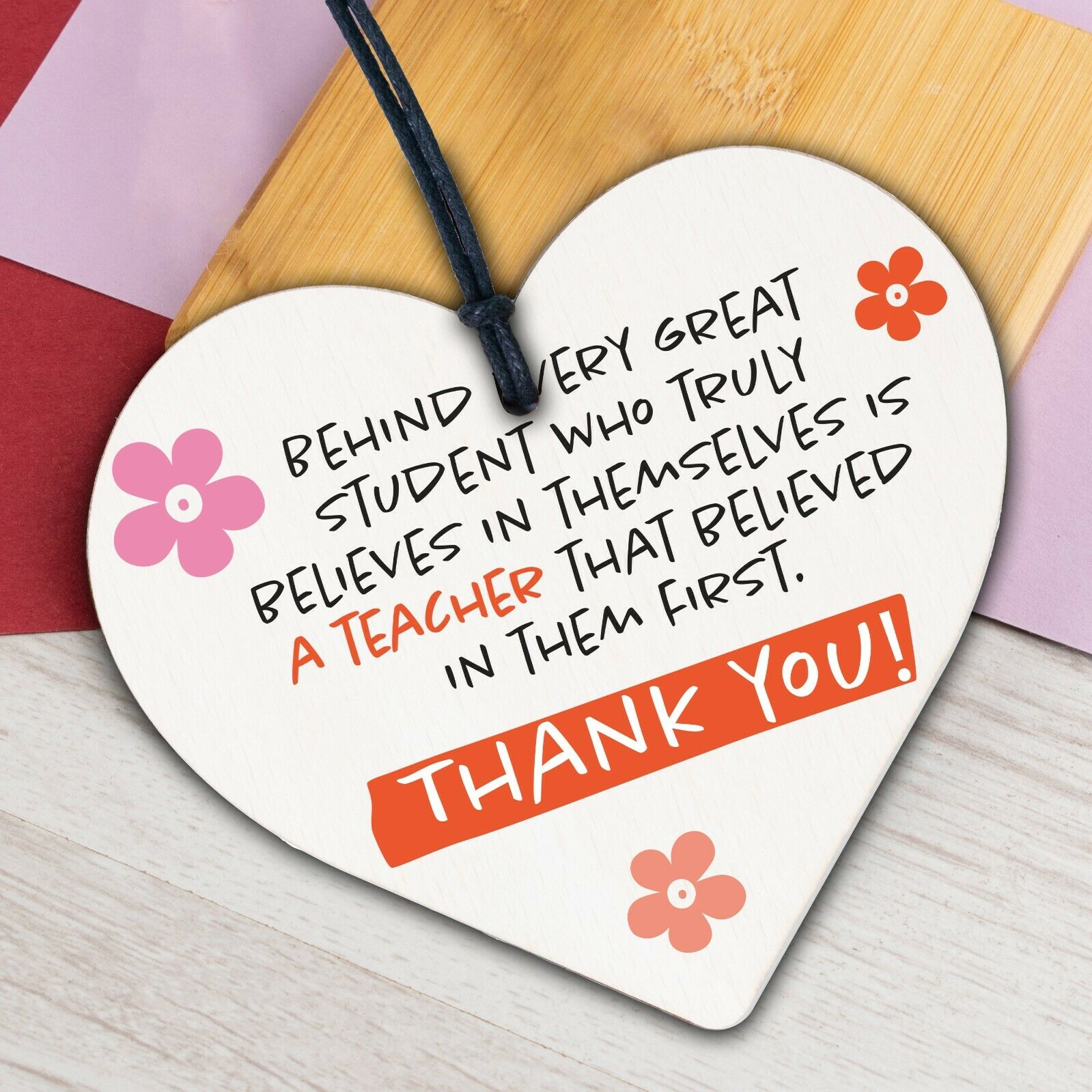 Gift For Teacher And Assistant Wood Heart Plaque Thank You Gifts Leaving School