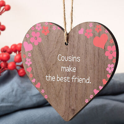 Cousin Heart Plaque Best Friend Friendship Sign Wooden Birthday Christmas Gifts