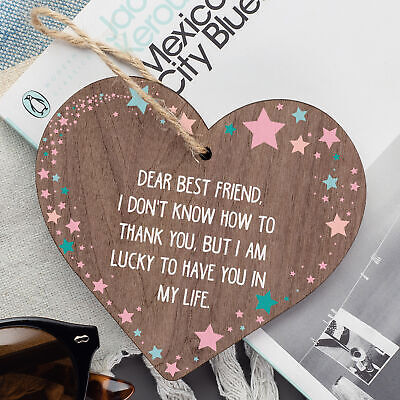 Dear Best Friend Wooden Hanging Heart Friendship Sign Best Friend Plaque Gift