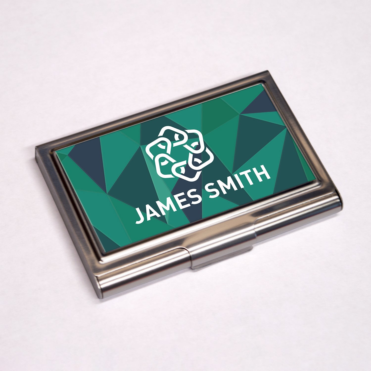 Personalised Business Card Holder Green Pattern