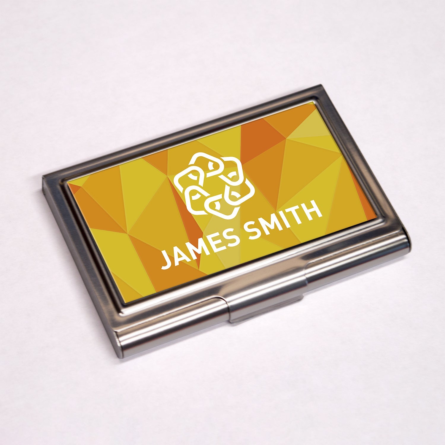 Personalised Business Card Holder - Yellow  + Orange