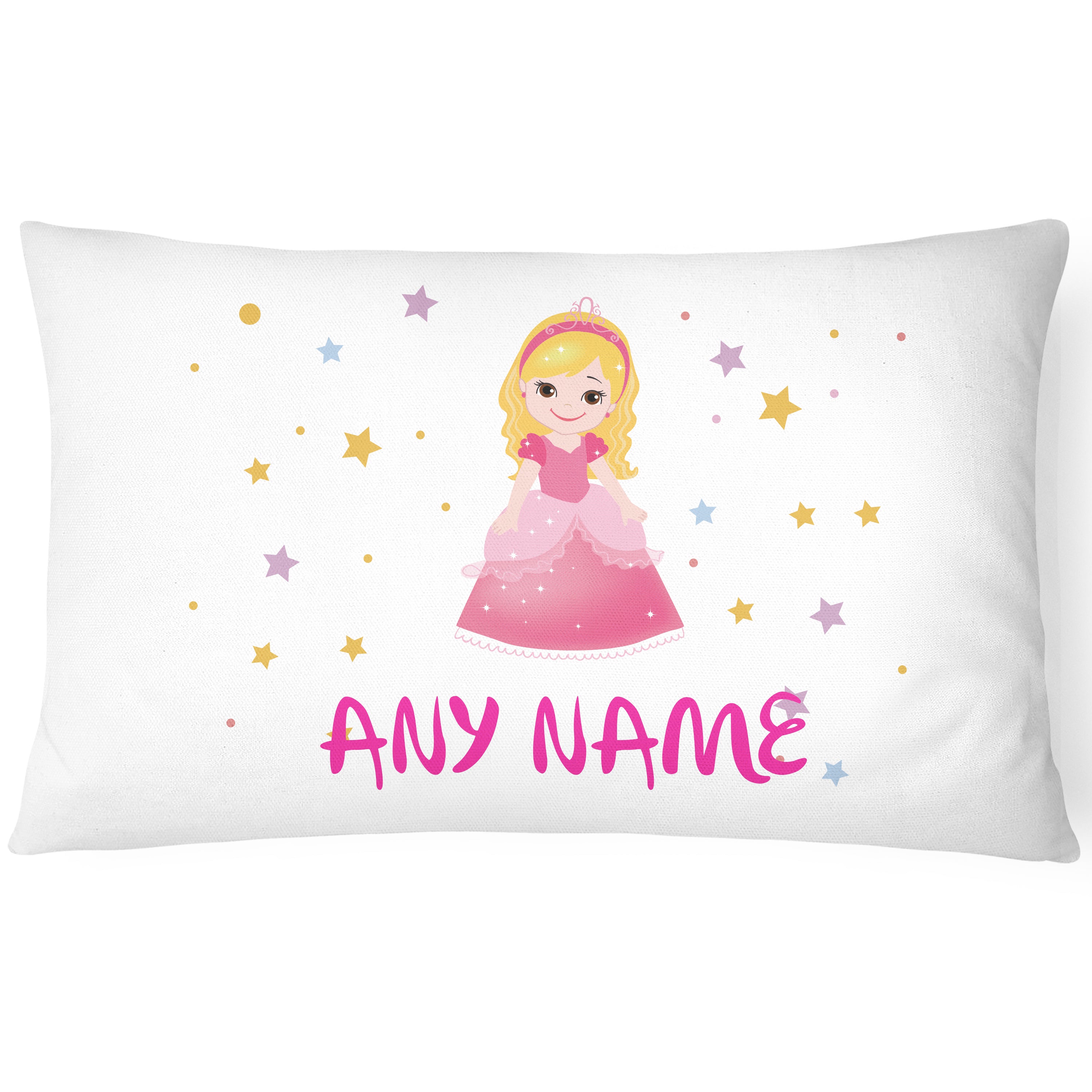 Personalised Princess Pillowcase - Pink Stars