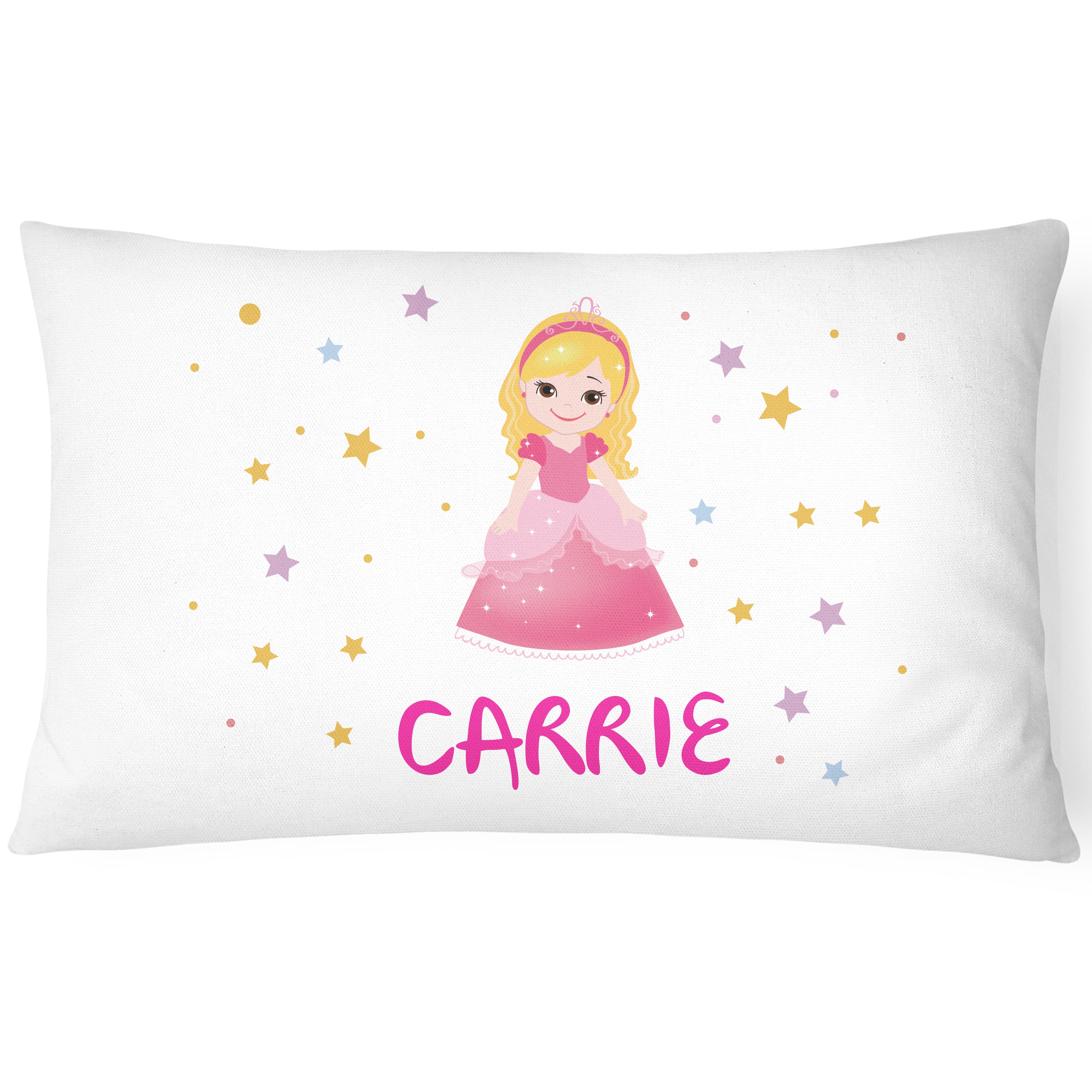 Personalised Princess Pillowcase - Pink Stars