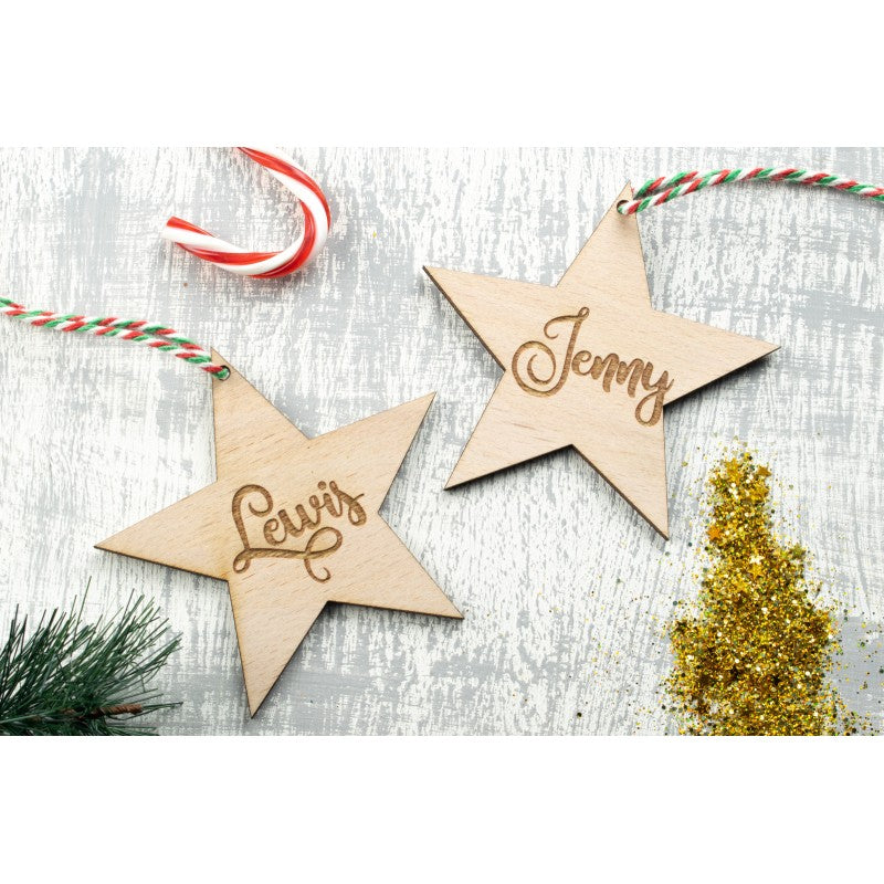 Personalised Wooden Christmas Baubles Tree Decoration Ornament