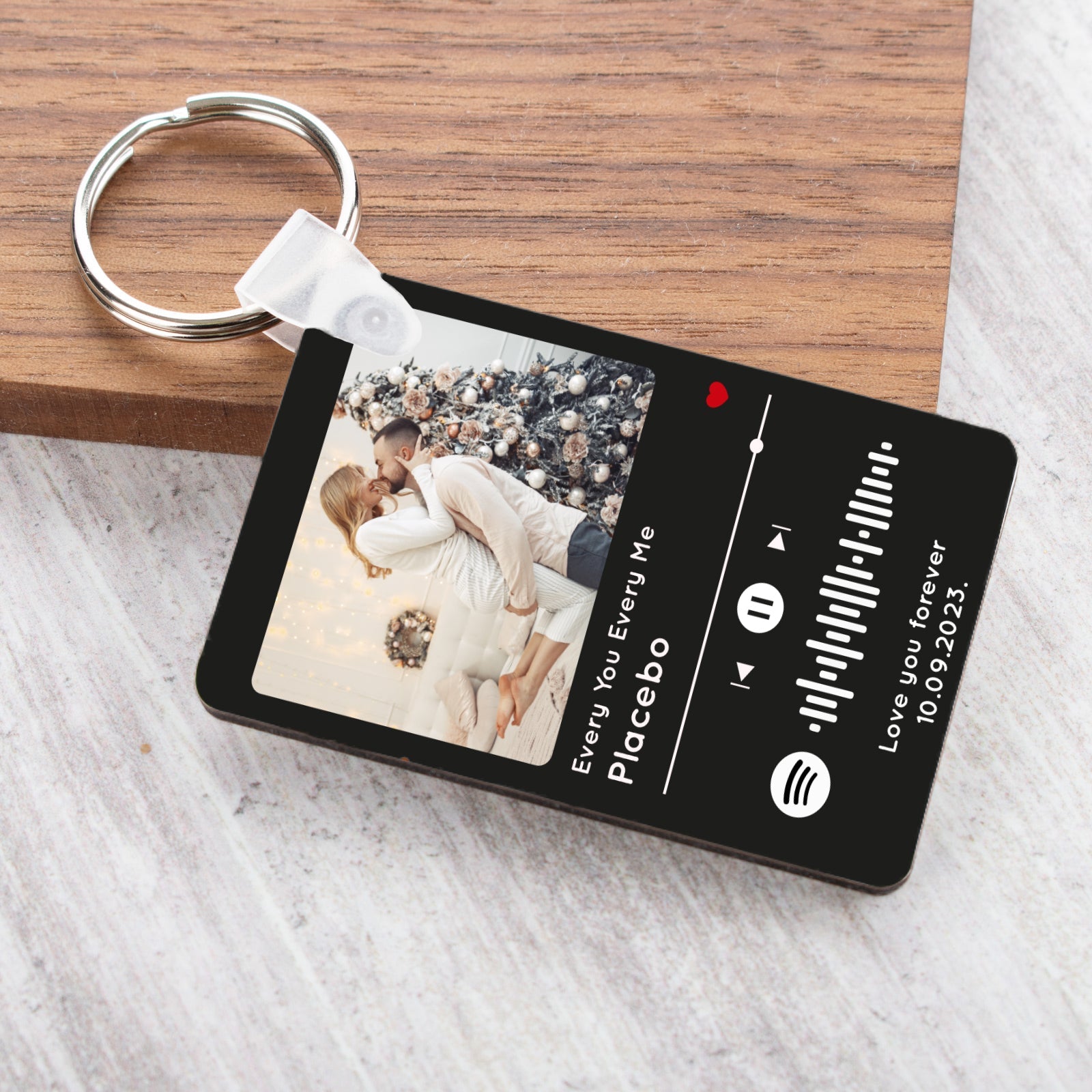 Personalised Spotify Code Keychain Plaque, Custom Engraved Acrylic Song Album Cover with Photo, Customized Music Picture Keyring 70X50mm