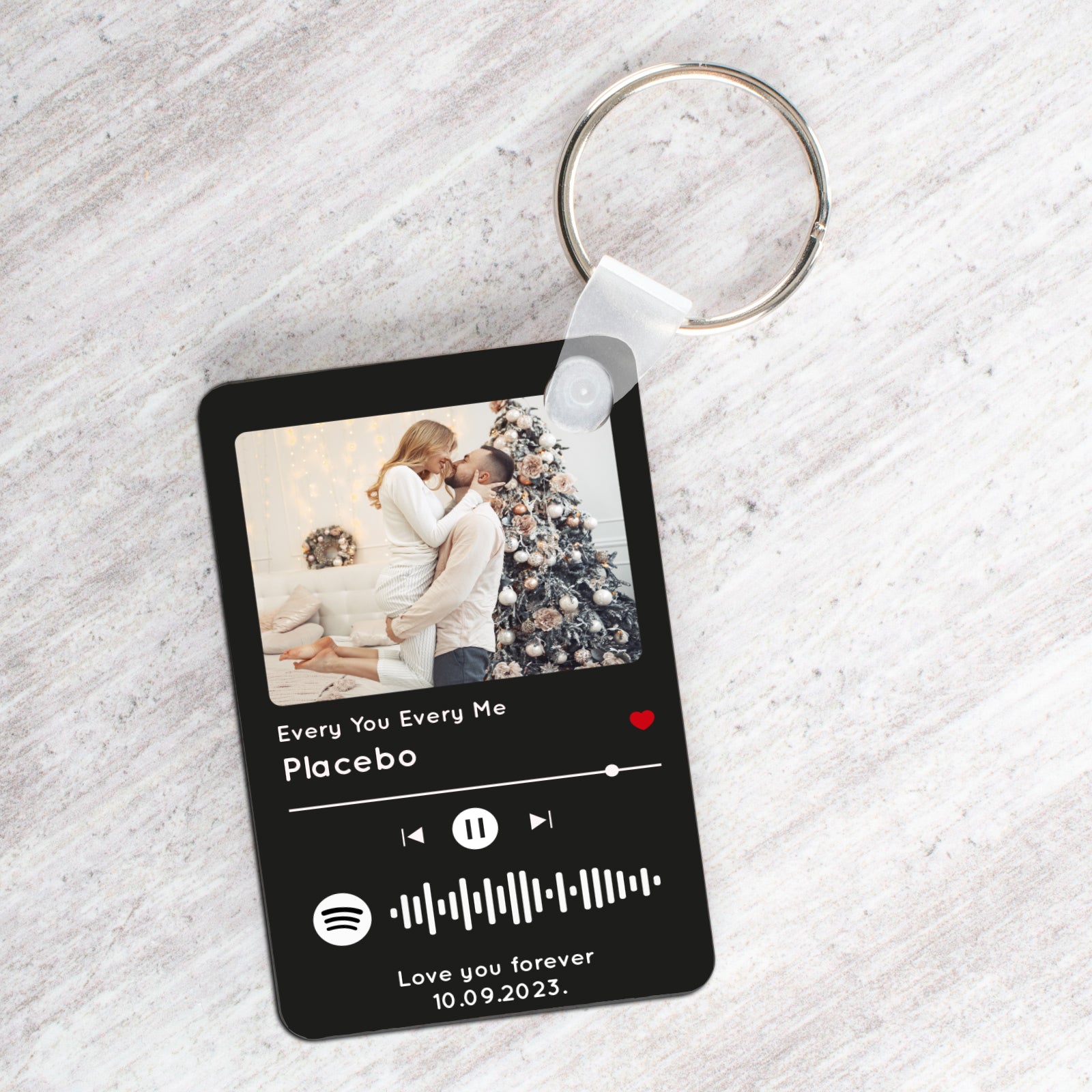 Personalised Spotify Code Keychain Plaque, Custom Engraved Acrylic Song Album Cover with Photo, Customized Music Picture Keyring 70X50mm