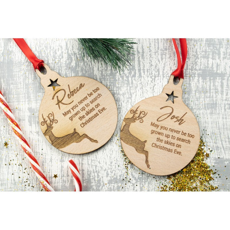 Personalised Wooden Christmas Baubles Tree Decoration Ornament