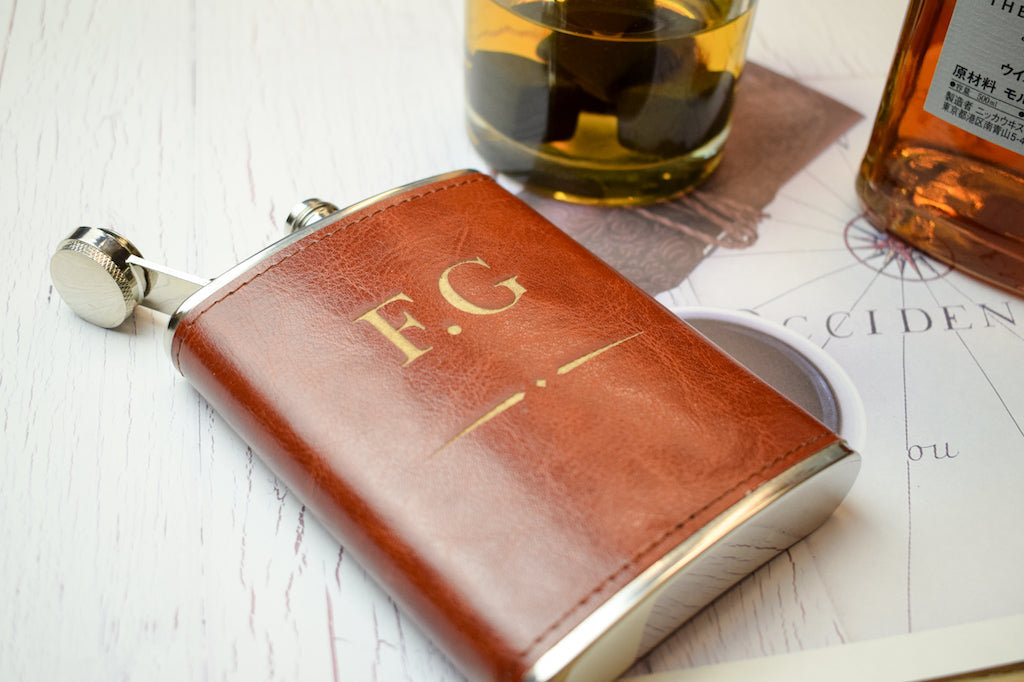 PERSONALISED LEATHER HIP FLASK