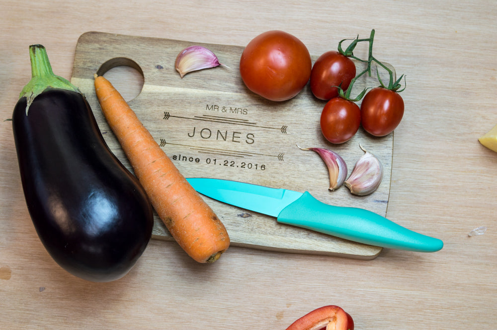 Personalised Acacia Serving Chopping Board with Hole
