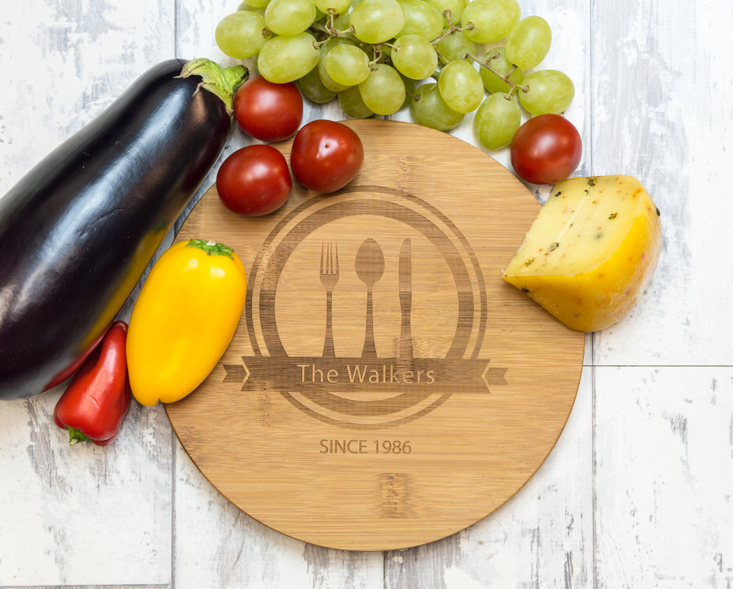 Personalized Bamboo Serving or Cutting Board - Round