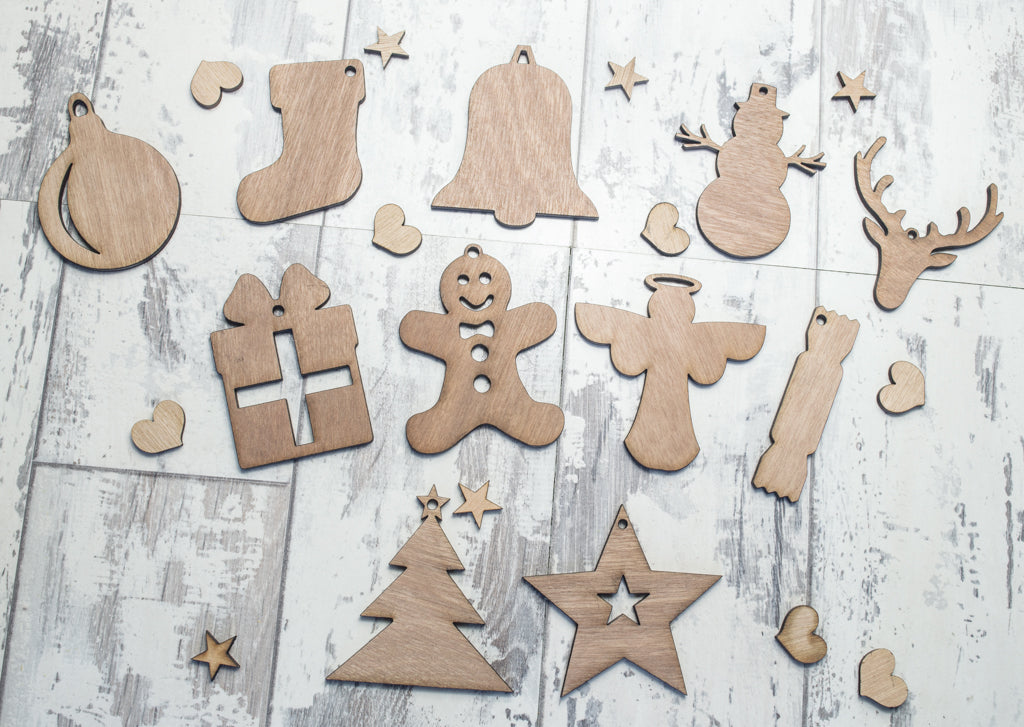 Wooden Christmas Ornaments set of 11