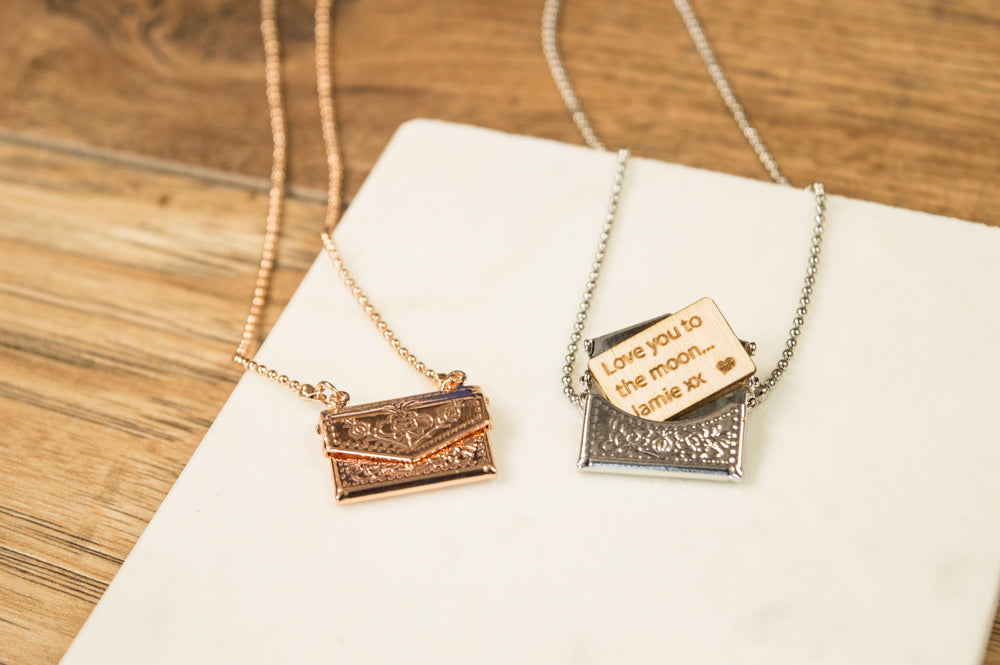 Personalised Mini Envelope Necklace with Letter
