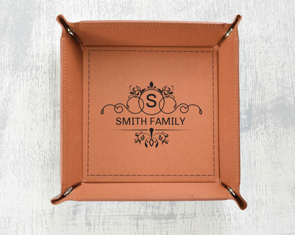 Personalised Leather Catchall Tray - Design 1 - Gotta' Catchemall!