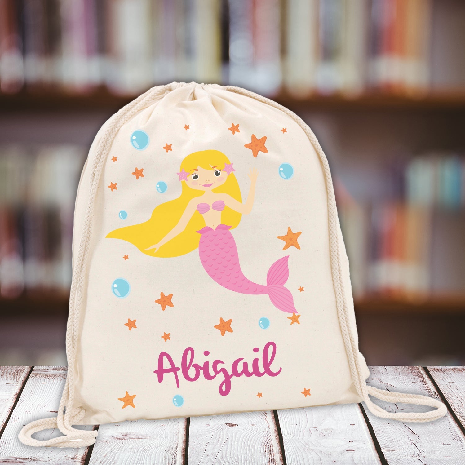 Personalised Kids Gym Bag - Pink Mermaid