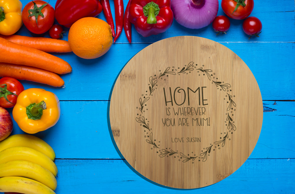 Personalised Bamboo Serving or Cutting Board - Round - Cook it & Eat It!