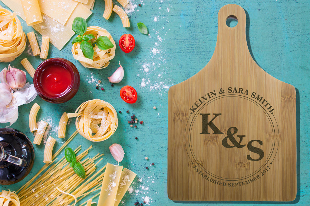 Personalised Bamboo Serving or Cutting Board with handle - The Best Food!