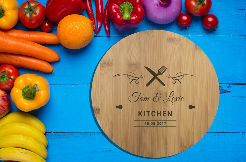 Personalised Bamboo Serving or Cutting Board - Round - Let's Eat