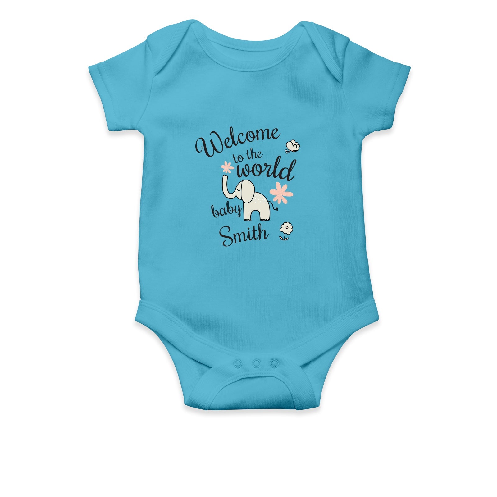 Personalised White Baby Body Suit Grow Vest - Elephant