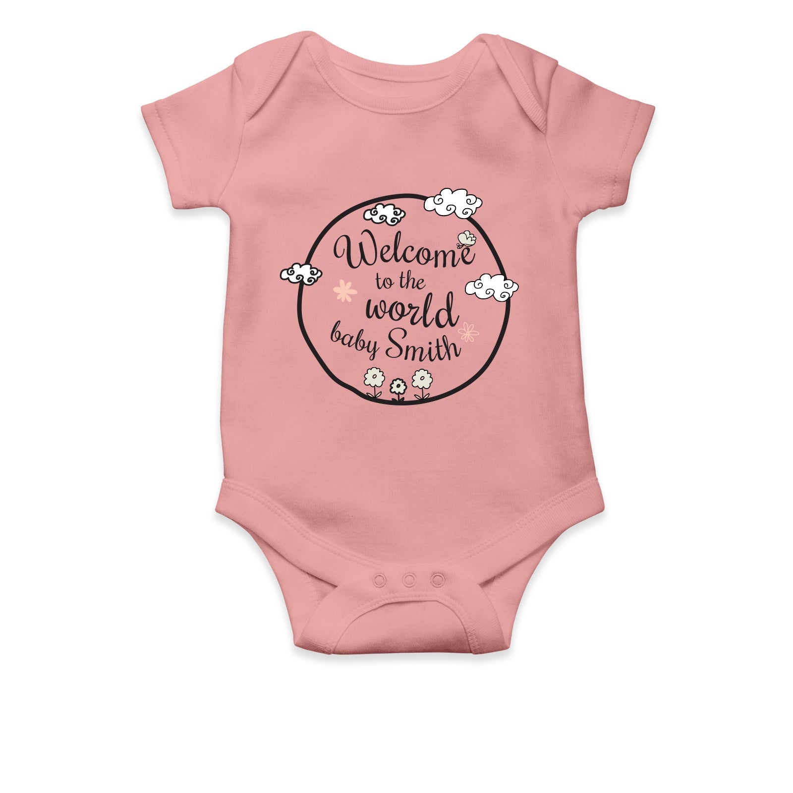 Personalised White Baby Body Suit Grow Vest - Round Text