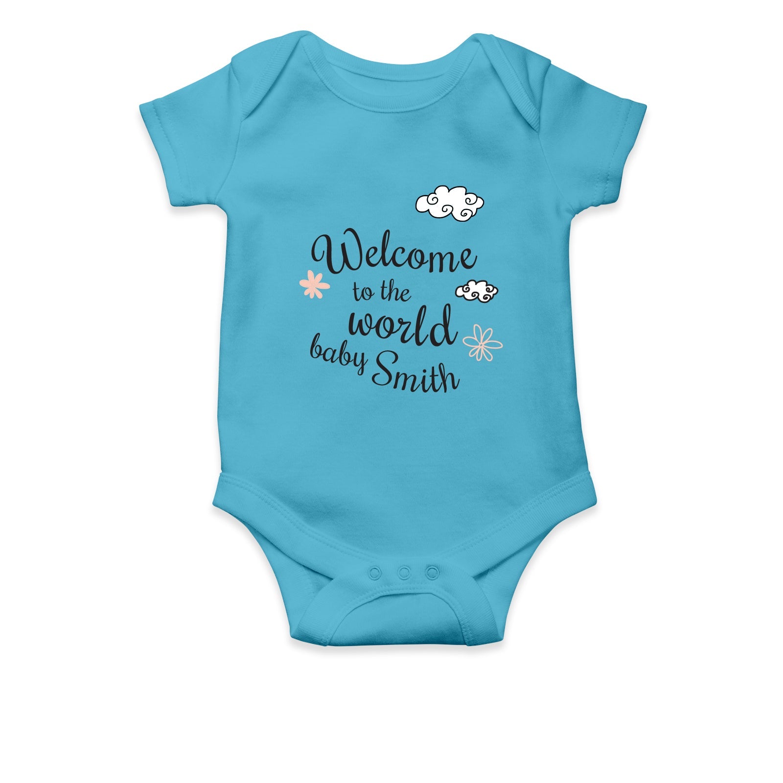 Personalised White Baby Body Suit Grow Vest - Clouds