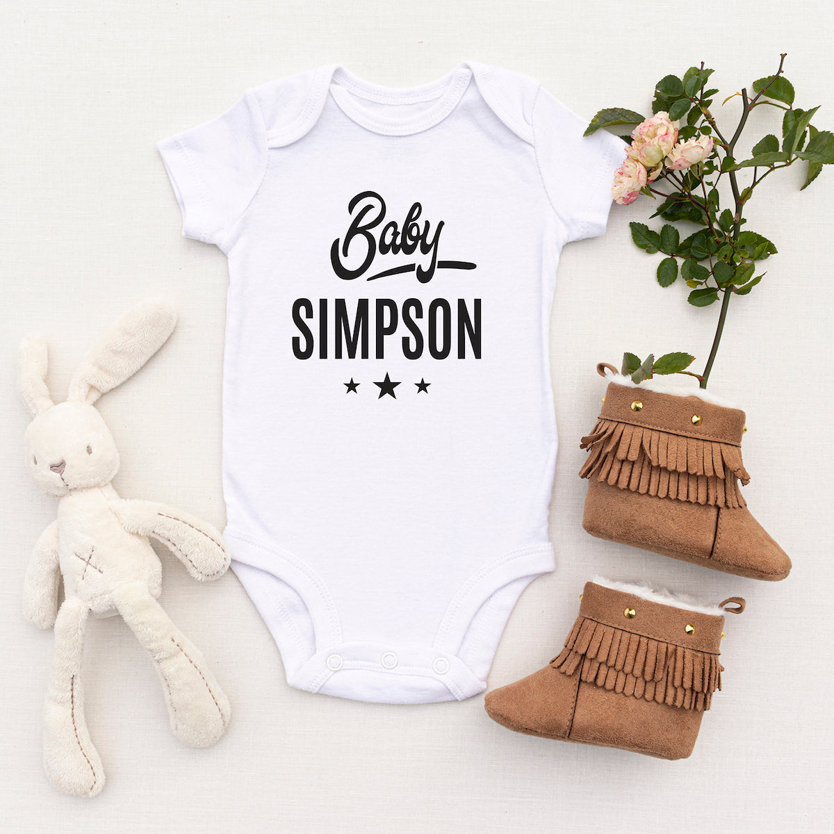 Personalised White Baby Body Suit Grow Vest - Star