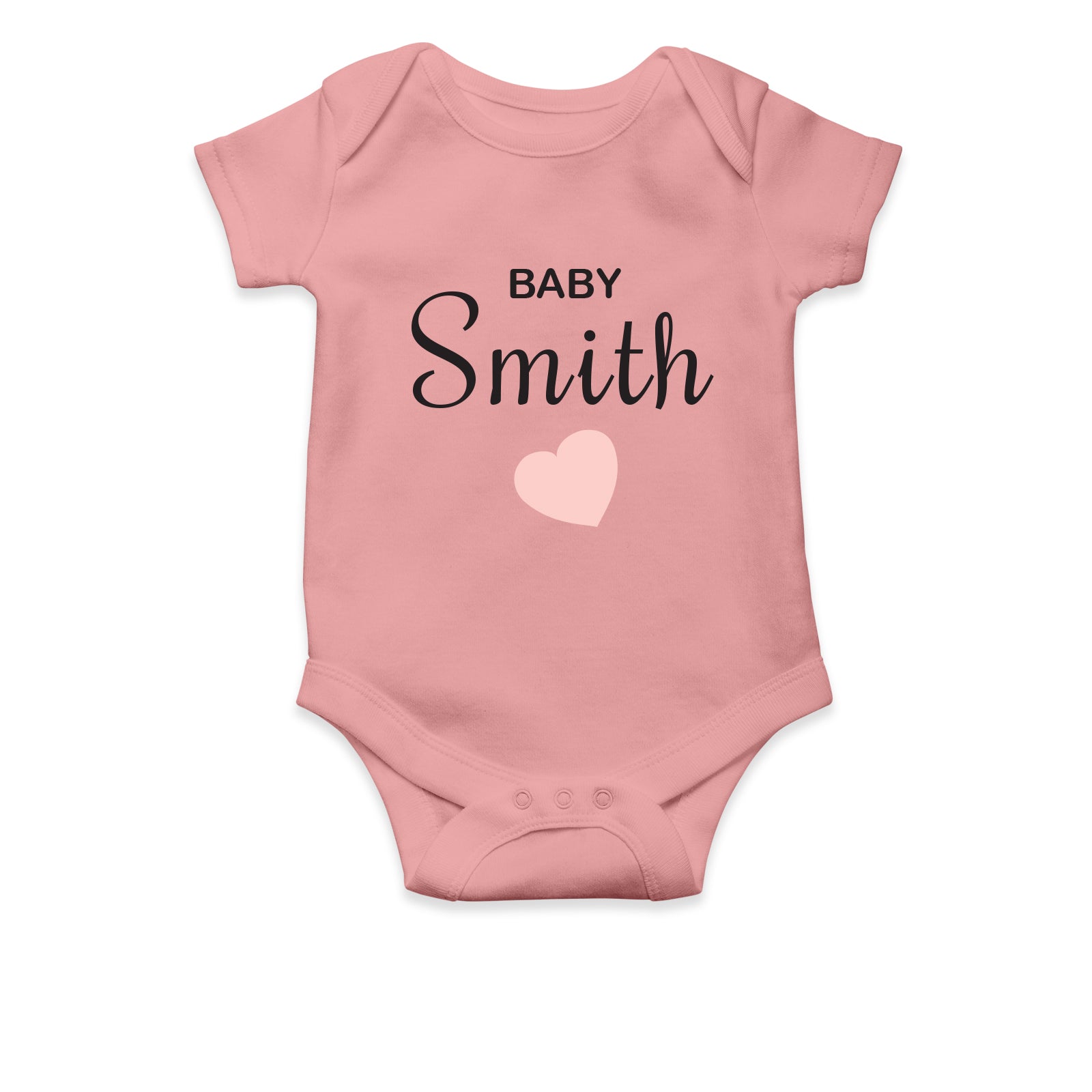 Personalised White Baby Body Suit Grow Vest - Pink Heart - Little One