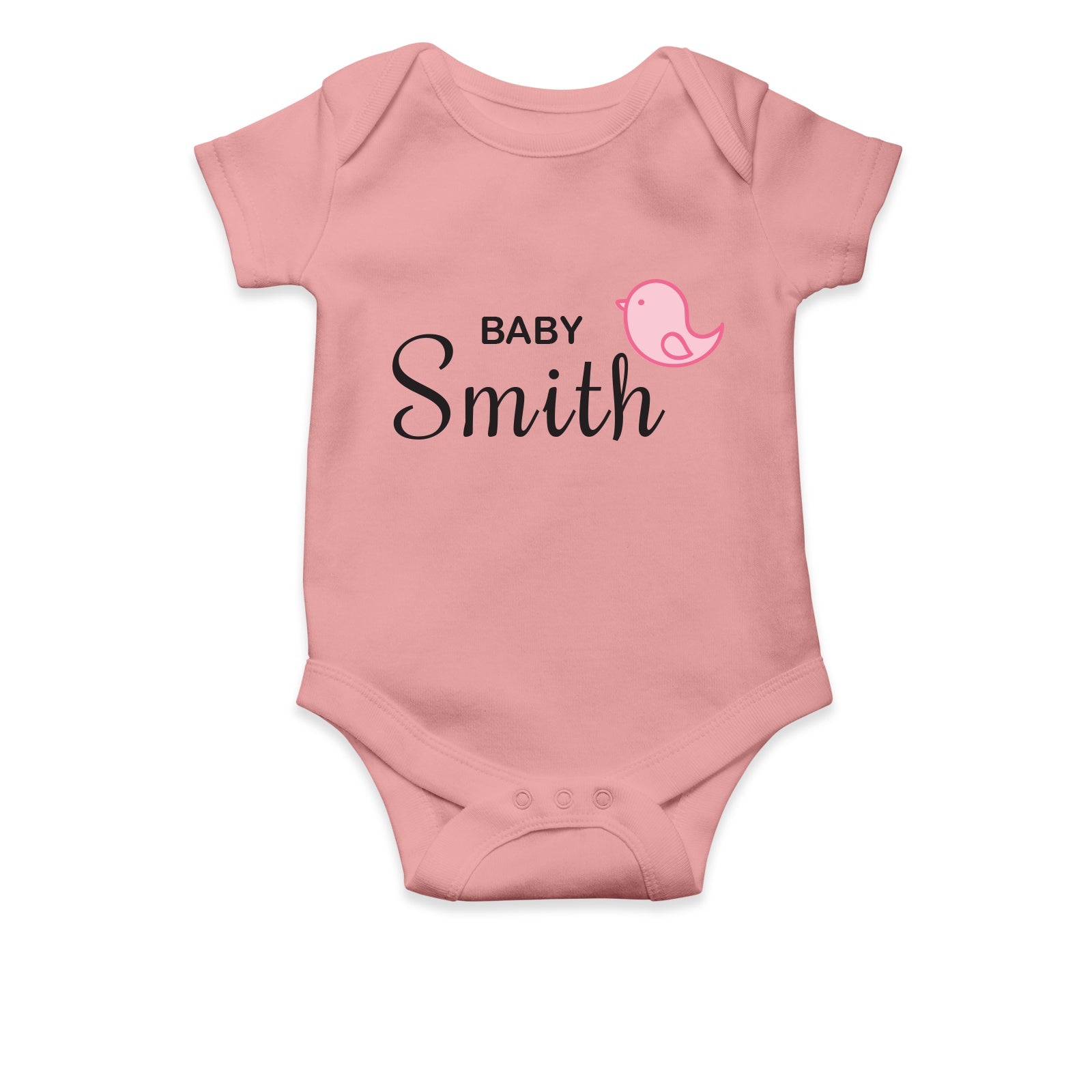 Personalised White Baby Body Suit Grow Vest - Pink Bird