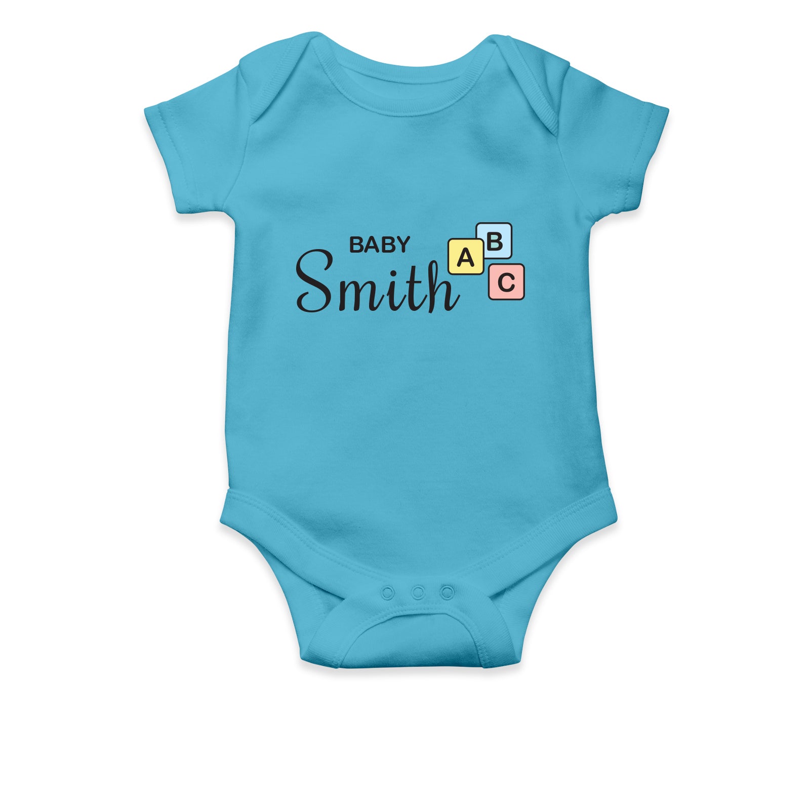 Personalised White Baby Body Suit Grow Vest - Coloured Blocks