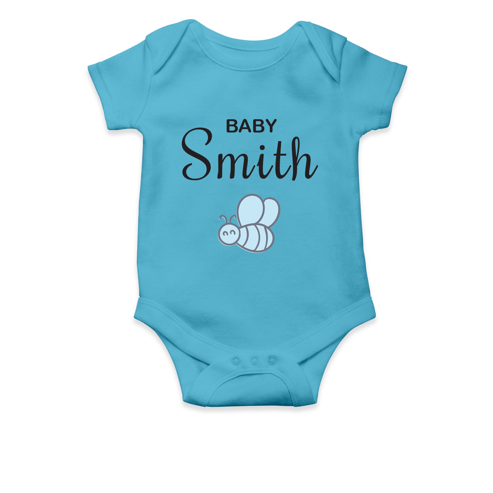 Personalised White Baby Body Suit Grow Vest - Blue Bee