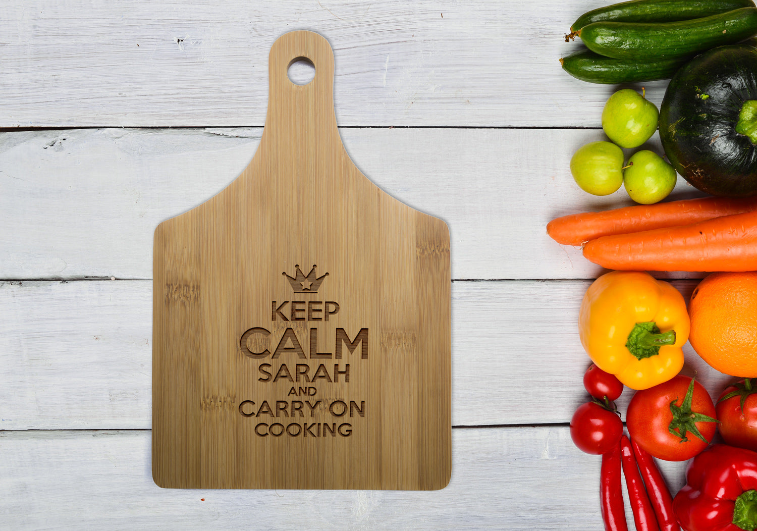 Personalised Bamboo Long Serving or Cutting Board - Bring on the Food!