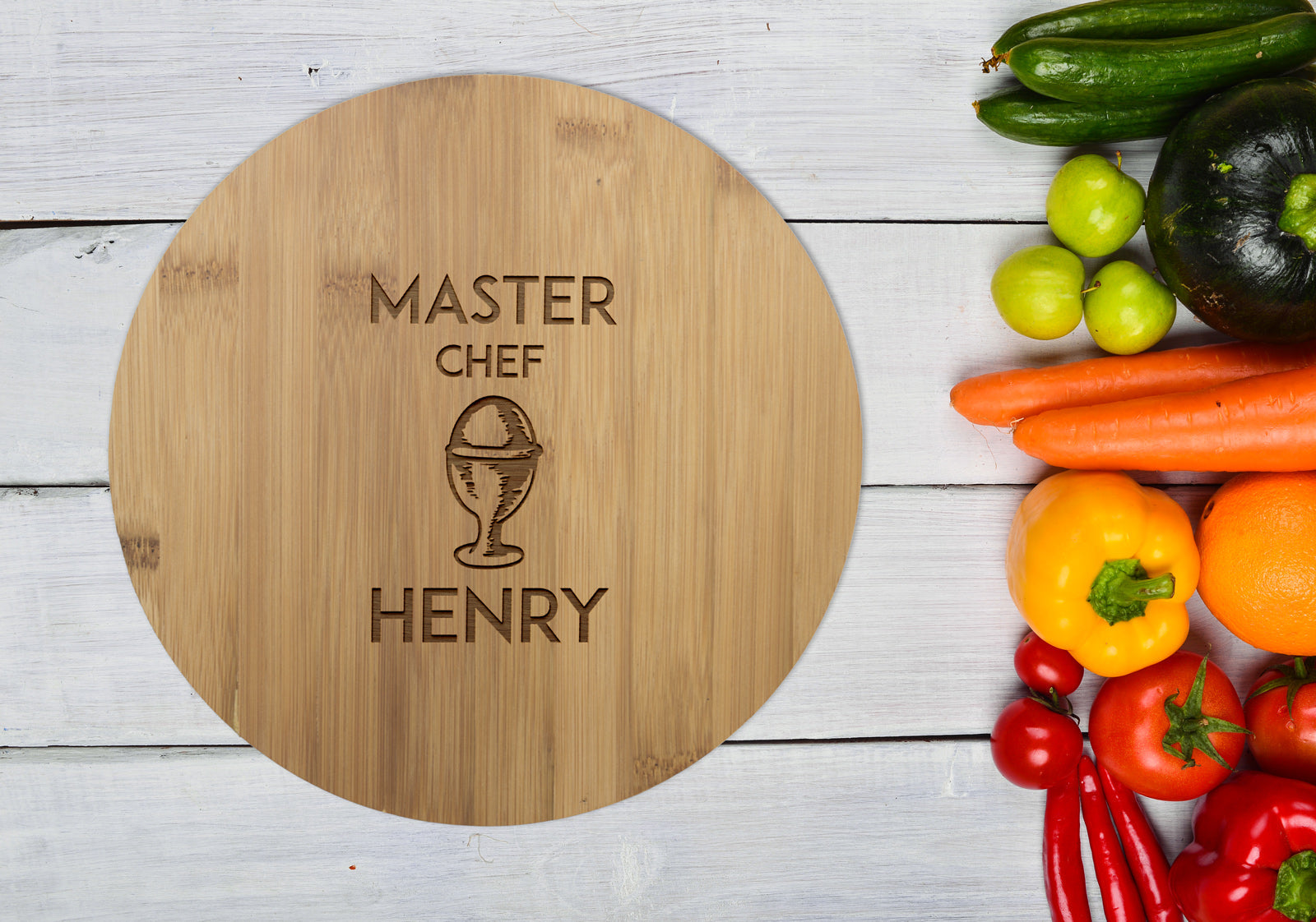 Personalised Bamboo Serving or Cutting Board - Round - Time to Dine!