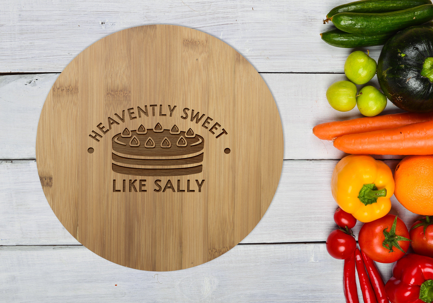 Personalised Bamboo Serving or Cutting Board - Round - Sweet Things!