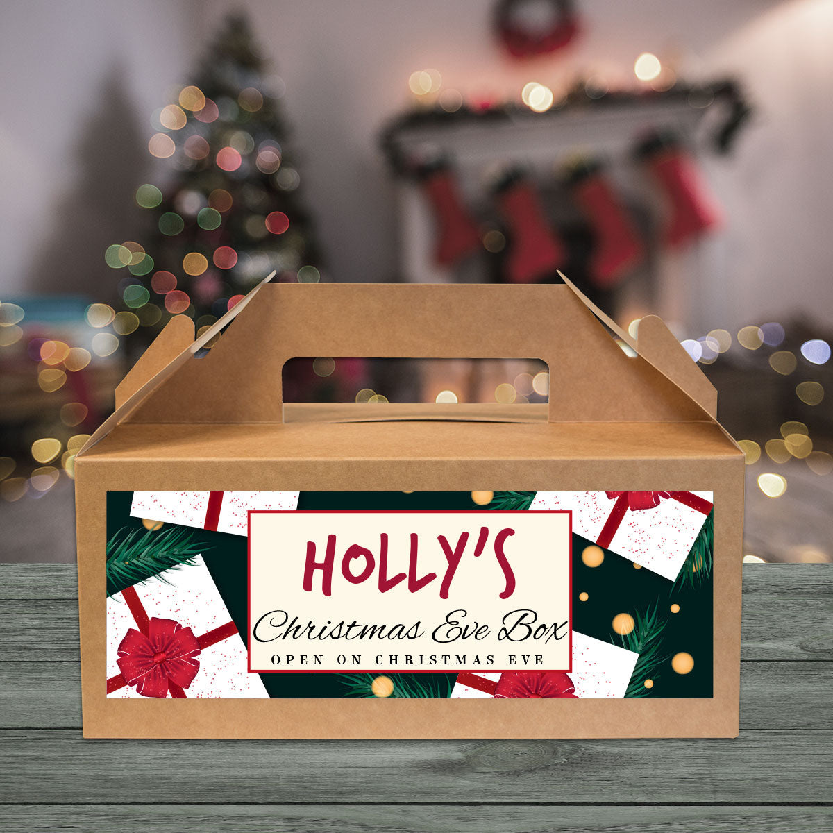 Personalised Christmas Eve Box  - White  Green & Red