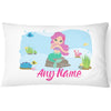 Personalised Mermaid Pillow Case Printed Gift Children Custom Print - Pink Hair